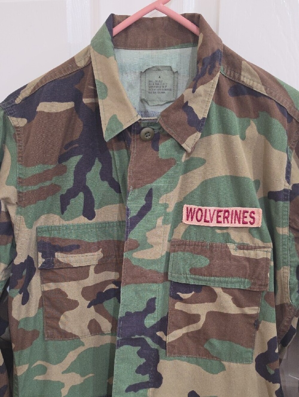 Vintage US Military Woodland Camo BDU Shirt Jacket Wolverine Size Medium-Short - Picture 2 of 6